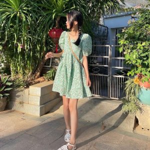 VÁY HOA NHÍ ULLZANG TAY BỒNG PHỐI NƠ🌻-6