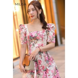 Váy Đầm Hoa Tafta MILISA DHM1001-1