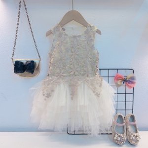 [10-30kg] Váy Công Chúa Cao Cấp Ren Hoa Phối Tùng Lưới Mềm Xòe Bồng Bềnh Xinh Xắn Cho Bé Gái-5