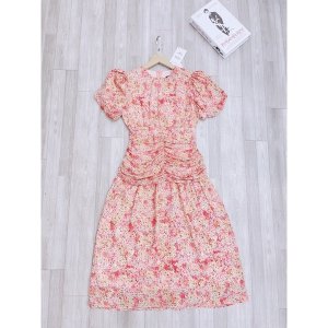 Váy hoa nhí tay bồng dúm eo hoa hồng vintage 2 lớp xinh-8