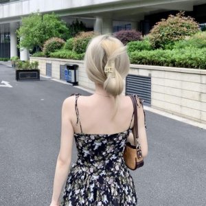 Đầm Voan Hoa Hai Dây Xinh Xắn Theo Phong Cách Hàn Quốc Dành Cho Nữ đầm bầu váy nữ váy bé gái váy dài chân váy dài váy nữ chân váy dài-3