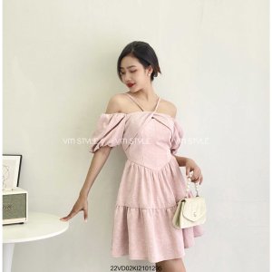 Đầm xòe hoa nổi tay phồng VM STYLE 2 tầng thời trang nữ ulzzang 22VD02KI2101-5