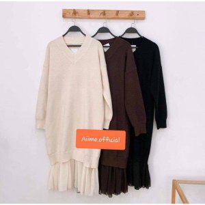 Váy len đầm len dệt kim form rộng freesize mix đuôi cá phong cách nàng thơ Hàn Quốc-7