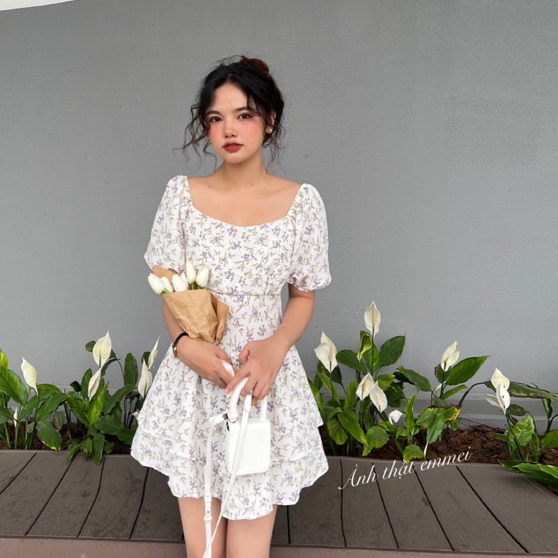 Váy hoa nhí vintage, đầm hoa nhí hàn quốc emmei v140-7