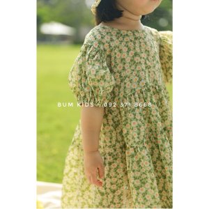 Váy hoa cúc xanh lá cực xinh cho bé gái size nhỡ cao cấp G04-6
