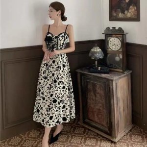 Đầm Hai Dây Dáng Dài In Hoa Hồng Thời Trang Quyến Rũ Cao Cấp-9