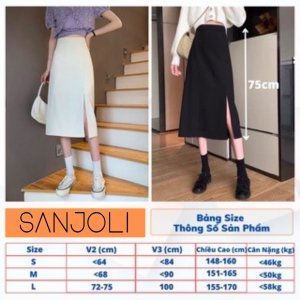 Chân Váy Chữ A Dài SANJOLI Chân váy Midi xẻ tà suông Cá tính, Dáng dài nữ Công sở xinh yêu Hàn Quốc CV001-2