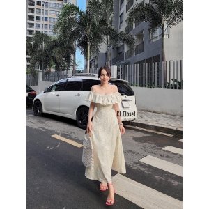 Váy maxi hoa trễ vai-1