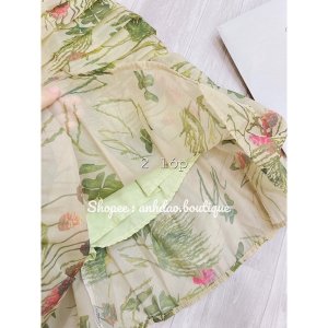 Váy hoa đuôi cá xếp li tay bồng dự tiệc sang trọng chất voan tơ V147 full size AĐ BOUTIQUE-9