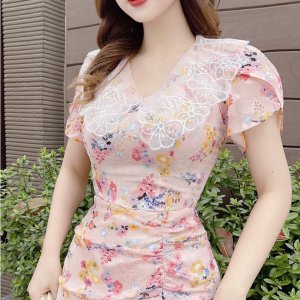 [Ảnh thật] Váy hoa nhí chun eo phối cổ ren siêu xinh - tiemcuanang_97-4