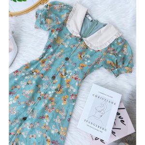 [CÓ SẴN][Ảnh thật] Váy hóa nhí dáng dài maxi cổ sen, váy thiết kế cao cấp, có may theo số đô riêng - V0001-7