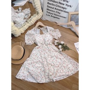 ĐẦM HOA CỔ VUÔNG TRỐNG LƯNG CÓ MÚT NGỰC HAI MÀU [kèm ảnh thật]-8