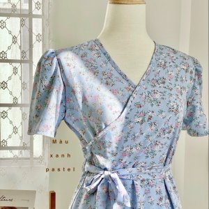 Váy hoa nhí vintage tùng bèo 2 tầng xéo-6