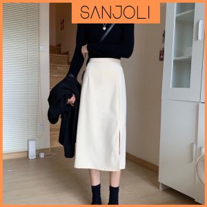 Chân Váy Chữ A Dài SANJOLI Chân váy Midi xẻ tà suông Cá tính, Dáng dài nữ Công sở xinh yêu Hàn Quốc CV001-5