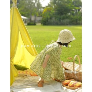 Váy hoa cúc xanh lá cực xinh cho bé gái size nhỡ cao cấp G04-7