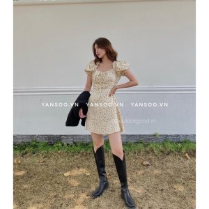 Váy hoa nhí dáng chữ A tay bo cúp ngực cá tính , đầm hoa đi biển cực xinh ( ảnh thật trải sàn ) by YANSOO-7