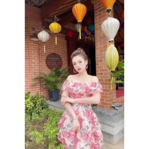 Đầm voan hoa đuôi cá_Váy hoa dáng dài tiểu thư-4