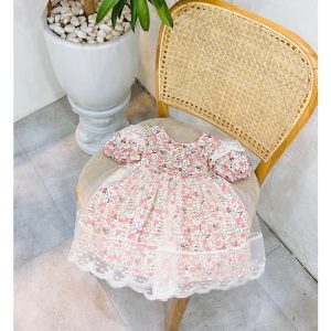 Váy hoa phủ ren xinh mướt mượt bé gái-6