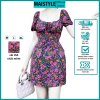 Váy hoa nhí MAISTYLE đầm body hoa nhí tay phồng cổ vuông trễ vai thiết kế đẹp dáng ngắn MY1113-1