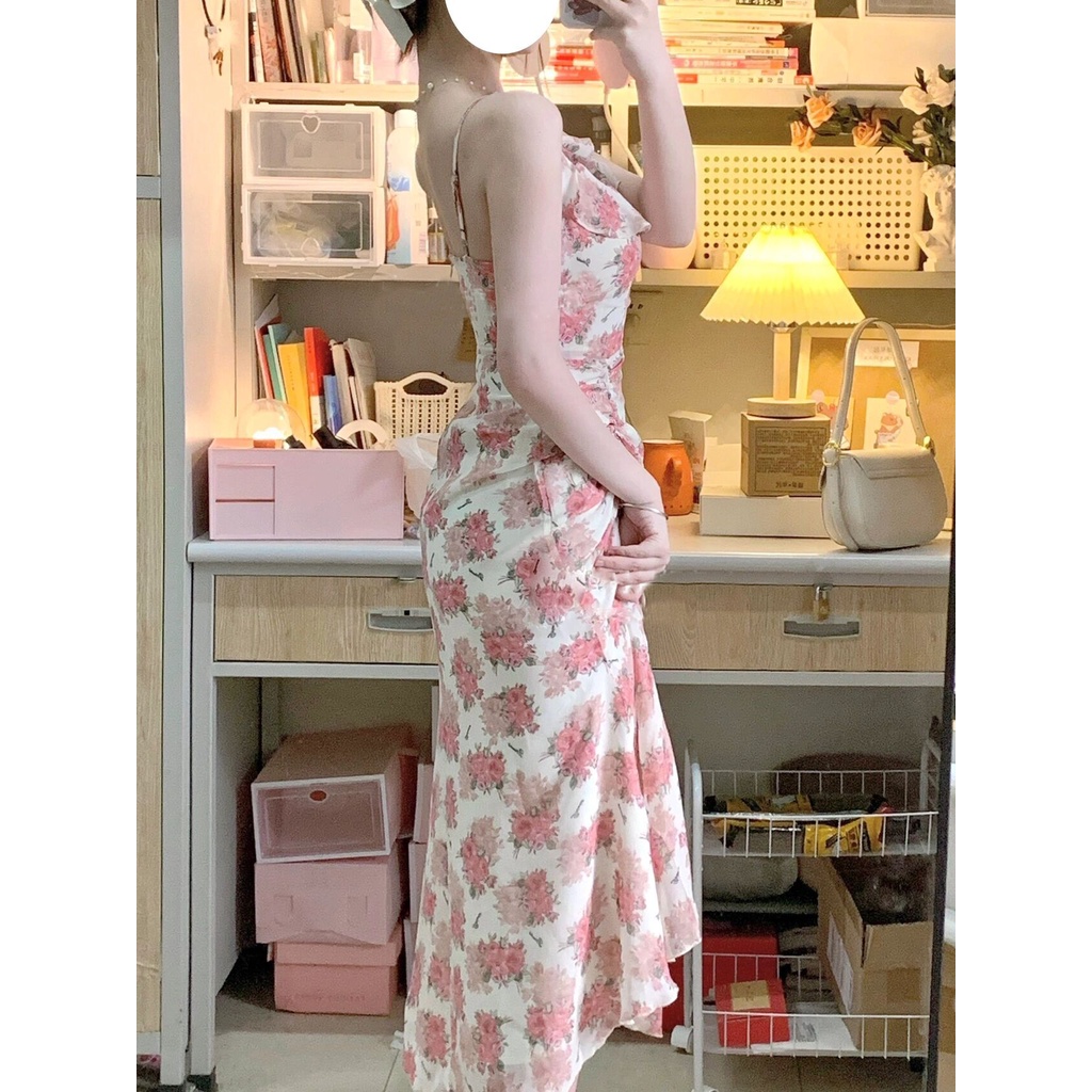 Đầm Hai Dây Dáng Dài In Hoa Thời Trang Quyến Rũ Cho Nữ-5