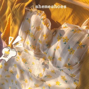 (Sẵn Vàng Hồng) Sét Váy Hai Dây Hoa Nhí Kèm Áo Khoác Cardigan Siêu Đẹp (Ảnh thật ở cuối)-7