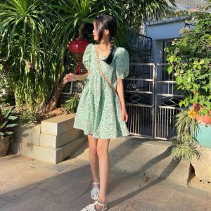 VÁY HOA NHÍ ULLZANG TAY BỒNG PHỐI NƠ🌻-2