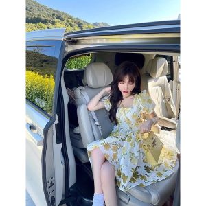 Váy hoa nhí babydoll hoạ tiết bông hoa vàng tay bồng ulzzang (video/sẵn)-4