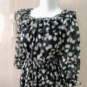 Đầm trễ vai NHIỀU MÀU đầm vintage tay ngắn họa tiết hoa đầm bầu đi biển-3