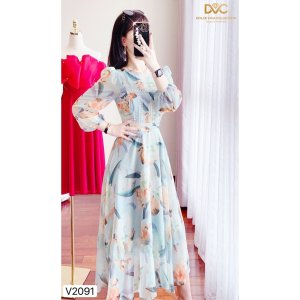 Váy hoa tay dài V2091 - DOLCE VIVA COLLECTION-2