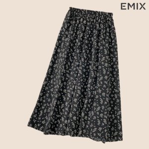 Chân váy nữ hoa nhí hoa đen EMIX (màu đen), ulzzang, dáng dài, cạp chun, vải lụa mềm, co giãn, 1 lớp nhưng không lộ-7