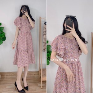 Váy hoa nhí tay cánh tiên đuôi cá vintage CARLA V14-4