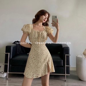 Váy hoa nhí dáng chữ A tay bo cúp ngực cá tính , đầm hoa đi biển cực xinh ( ảnh thật trải sàn ) by YANSOO-9