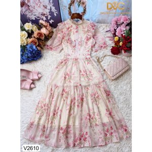 (Kèm vieo và ảnh trải sàn) VÁY HOA CỔ TRÒN BÈO NGỰC V2610 - DOLCE VIVA COLLECTION-9