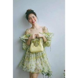 [FREESHIP - HÀNG LOẠI 1] ĐẦM HOA XANH TRỄ VAI HÒA MINZY SIÊU XINH-5