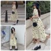 Váy Be Hoa Đen Phối Tay Chun PEONYB Nữ [FREESHIP] 🌸 Đầm đi biển dáng suông dài bánh bèo tiểu thư hàn quốc Ulzzang 🌸-1