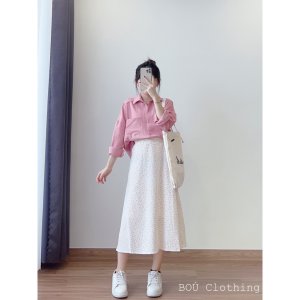 Chân váy hoa nhí voan dáng dài (Ảnh thật)-6