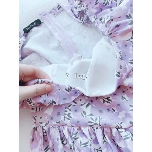 VÁY HOA TÍM NHẠT TAY BỒNG DÁNG XOÈ-6