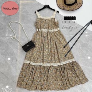 Váy Bầu Hoa Nhí [ FREESHIP] Đầm Bầu Hai Dây Dáng Suông Đi Chơi Đi Biển Chất Siêu Mát freesize từ 45-75kg-6