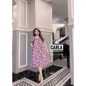 Váy suông hoa tay bồng có túi freesize CARLA-4