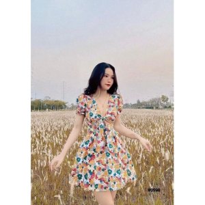 VÁY HOA BUỘC NƠ NGỰC LI EO 4M CHO NỮ-2