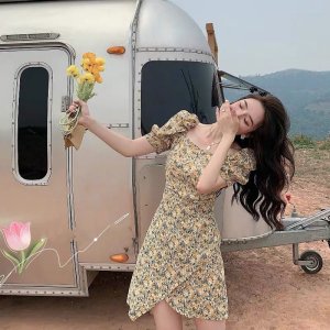 Váy hoa đắp tà CD020 ( Có ảnh thật)-3