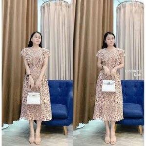 Váy Maxi Hoa bèo Xếp li trước nhiều màu-4