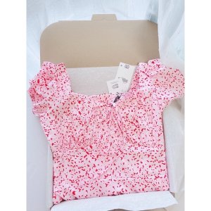 VN634 - VÁY HOA HỒNG NHÍ RÚT DÂY NGỰC XẺ TÀ-6