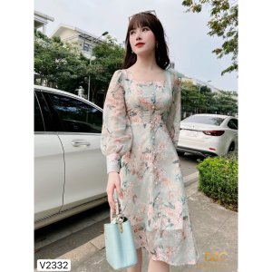 (Kèm vieo và ảnh trải sàn) Váy hoa xòe cổ vuông V2332 - DOLCE VIVA COLLECTION-2