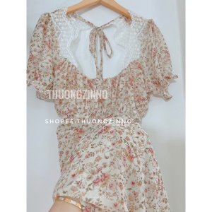 [Ảnh thật/Video]Váy hoa nhí Lulilan tay bồng hở lưng viền ren xinh xắn Đầm nữ tiểu thư cutout sexy-7