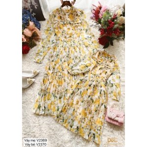 Combo váy hoa dập li mẹ và bé - DOLCE VIVA COLLECTION( kèm video và ảnh sàn )-7