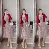 Đầm váy nữ 2 dây phối nút chất voan hoa kiểu tiểu thư kèm áo khoác ngoài tay dài xịn xò, sang chảnh cho nàng dạo phố-1