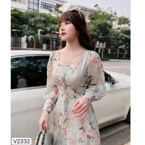 (Kèm vieo và ảnh trải sàn) Váy hoa xòe cổ vuông V2332 - DOLCE VIVA COLLECTION-3