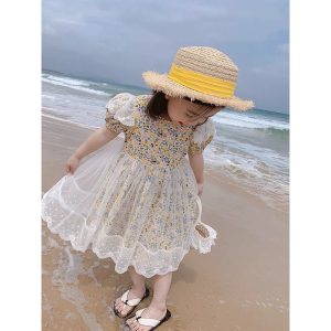 Váy hoa phủ ren xinh mướt mượt bé gái-3