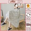 Chân váy hoa nhí vintage, váy hoa nhí dáng dài đen trắng vải voan 2 lớp siêu xinh - Mia Shore-1